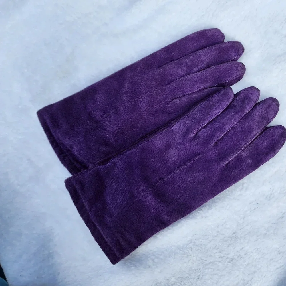 Fownes‎ Vintage Purple suede gloves M